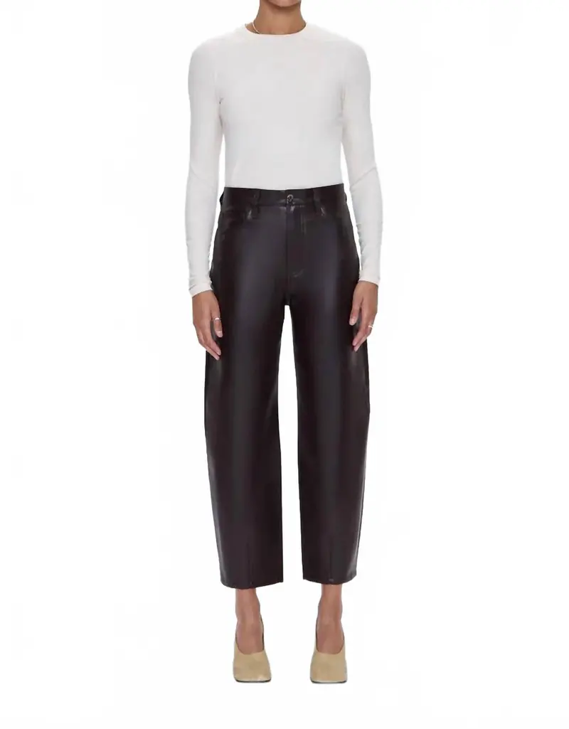 Eli Barrel Faux Leather Pants In French Roast 1
