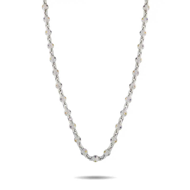 Eliantte 14K White Gold Diamond Ball Chain Necklace Ee30-040826 1