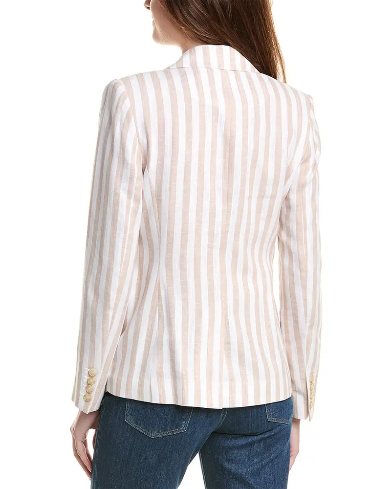 Elie Tahari The Helena Striped Linen-Blend Blazer 2
