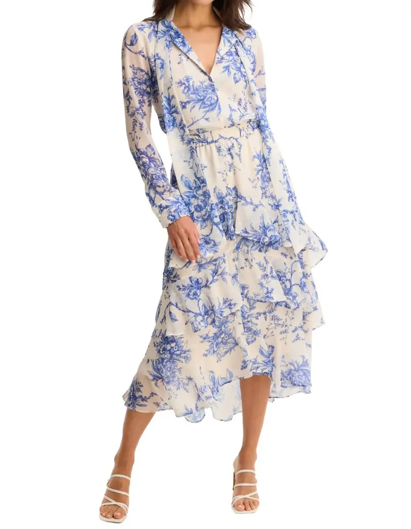 Ella Midi Skirt In Blue Floral 1