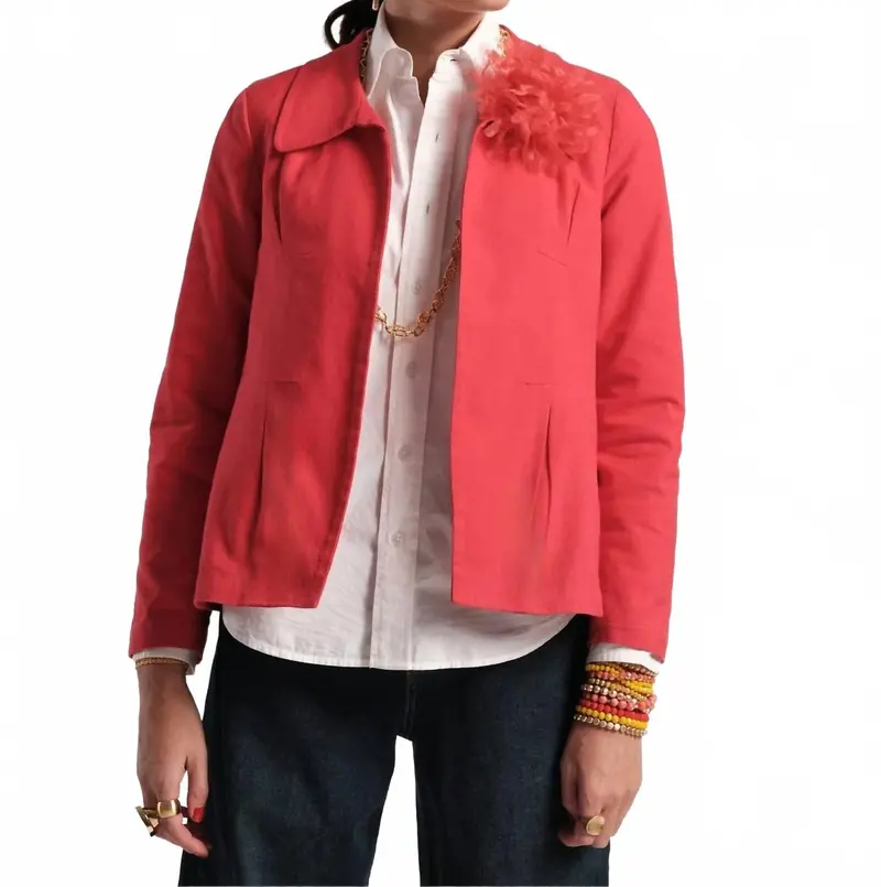 Elle Lined Blazer In Red 1
