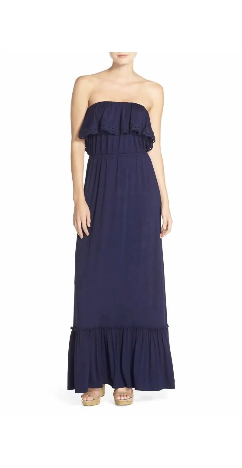 Elsie Strapless Maxi Dress In Navy 1