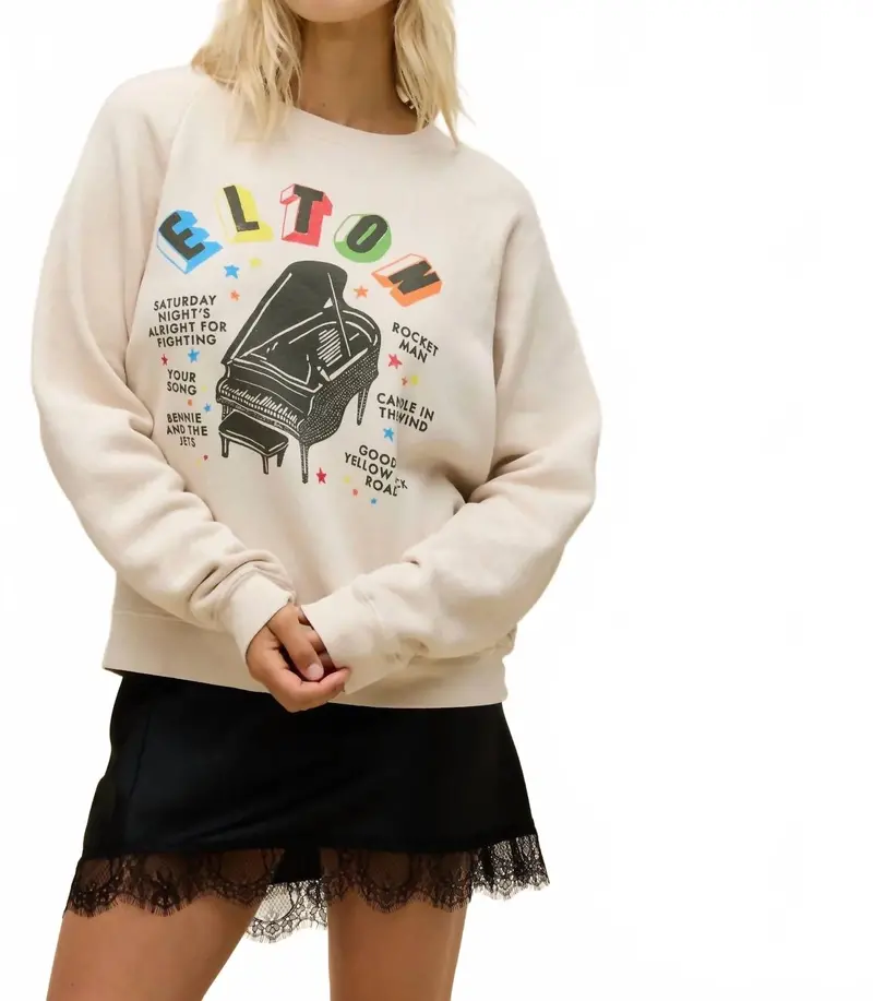 Elton John Vintage Sweatshirt In Rainbow Piano 1