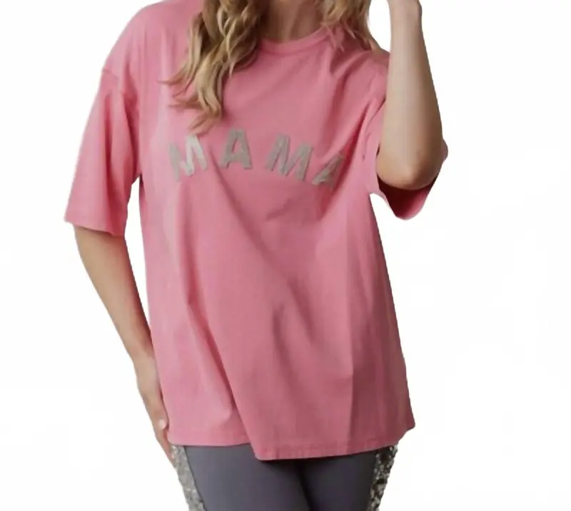 Embellished Mama Patch Tee In Pink 1