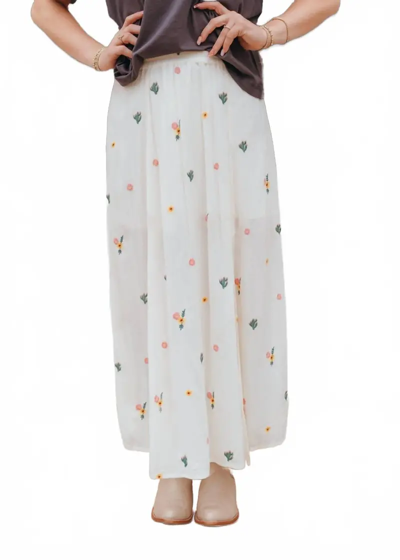 Embroidered Midi Skirt - Plus In Natural 1