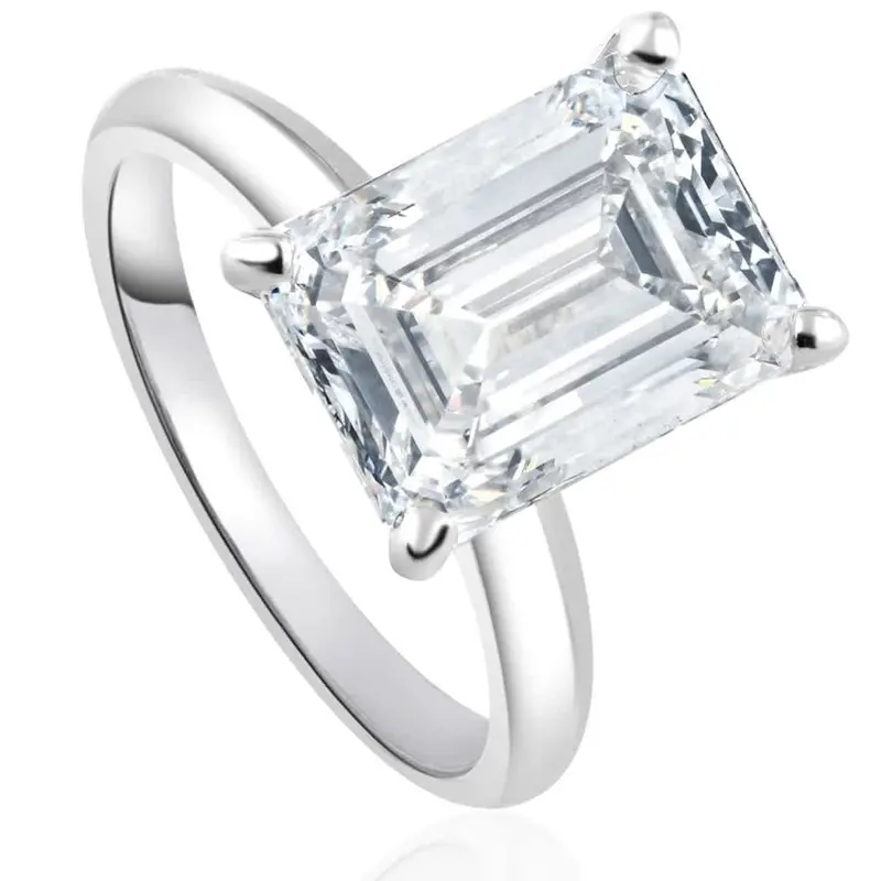 Emerald-Cut Diamond Engagement Ring – 2.5 to 6 Ct Lab-Grown, 14K Gold