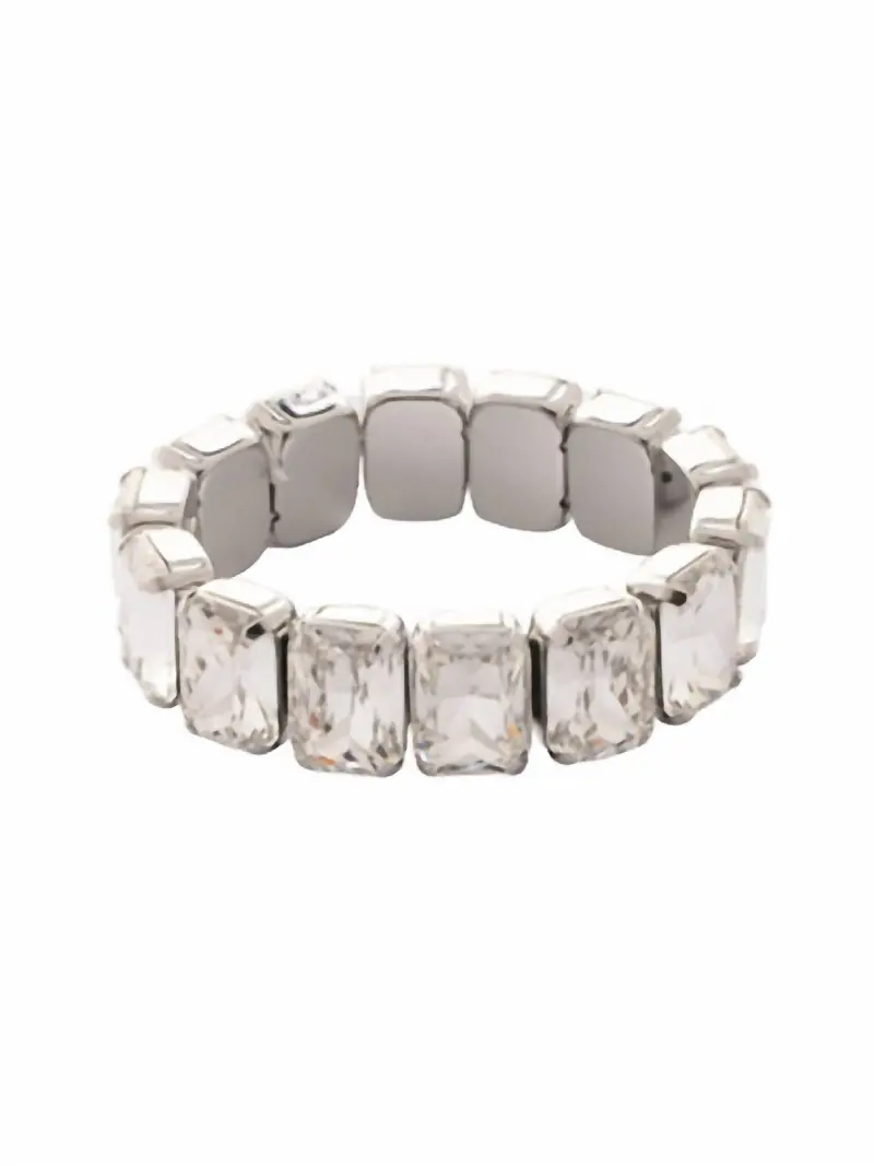 Emerald Cut Stretch Bracelet In Crystal And Palladium 1