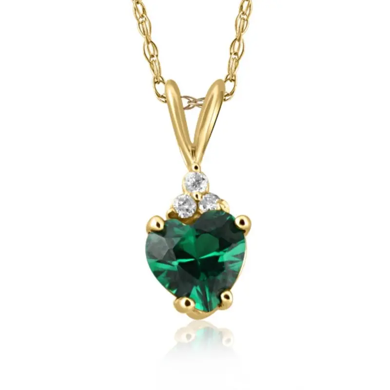 Emerald & Diamond Heart Pendant Necklace In 14K White Or Yellow Gold 1