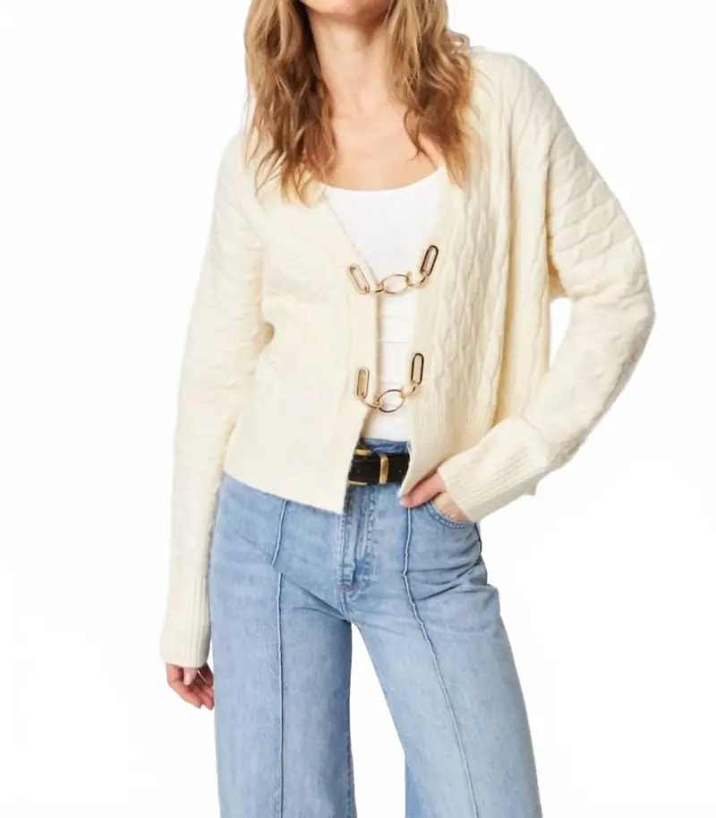 Emile Cardigan Top In Alabaster 1