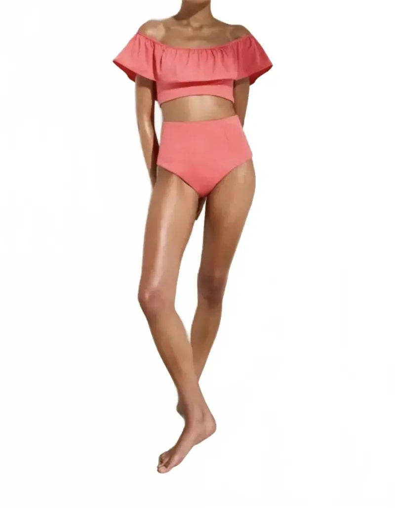 Emily Swim Top In Coral Aloe 1