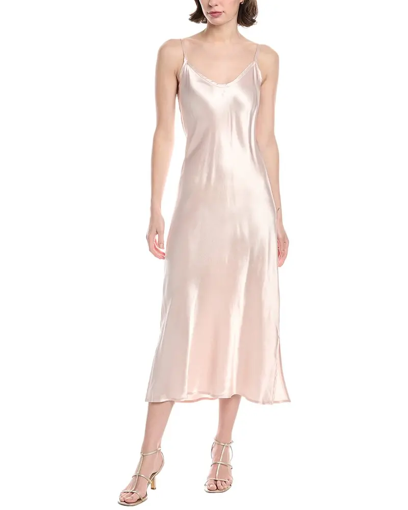 Enza Costa Solid Bias Cut Satin Maxi Dress 1