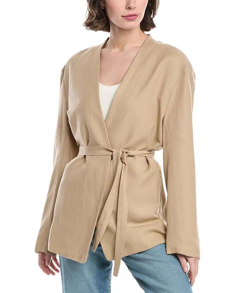 Enza Costa Twill Belted Linen-Blend Jacket 1
