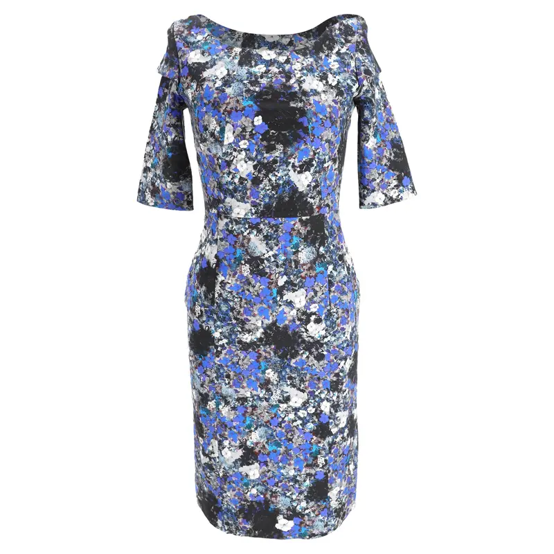 Erdem Floral Print Midi Dress In Blue Viscose 1