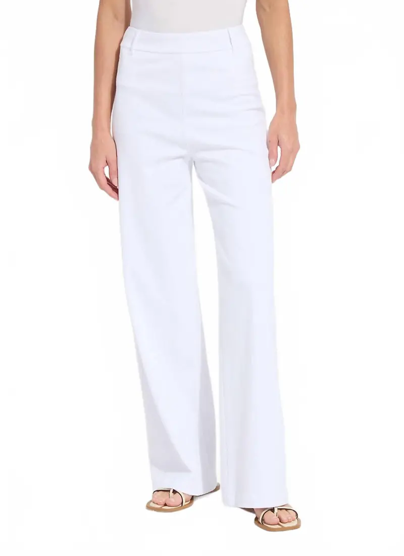 Erin Hi Waist Embroidered Denim Pant In White 1