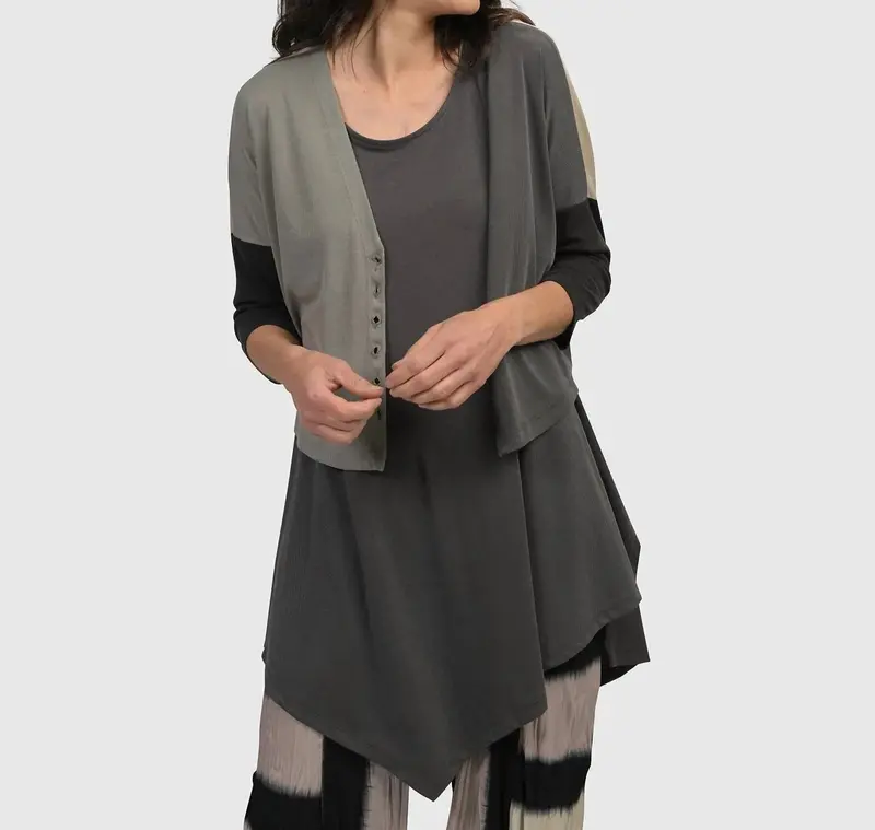 Essential Colorblock Cupro Cardigan In Multi 1