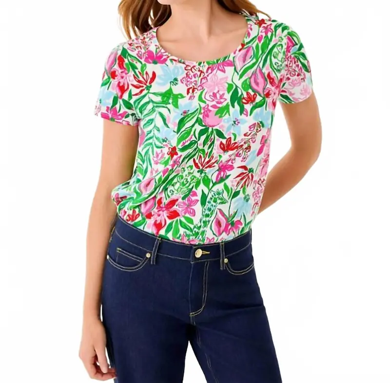 Etta Scoop Neck Top In Multi Glowing Gardens 1
