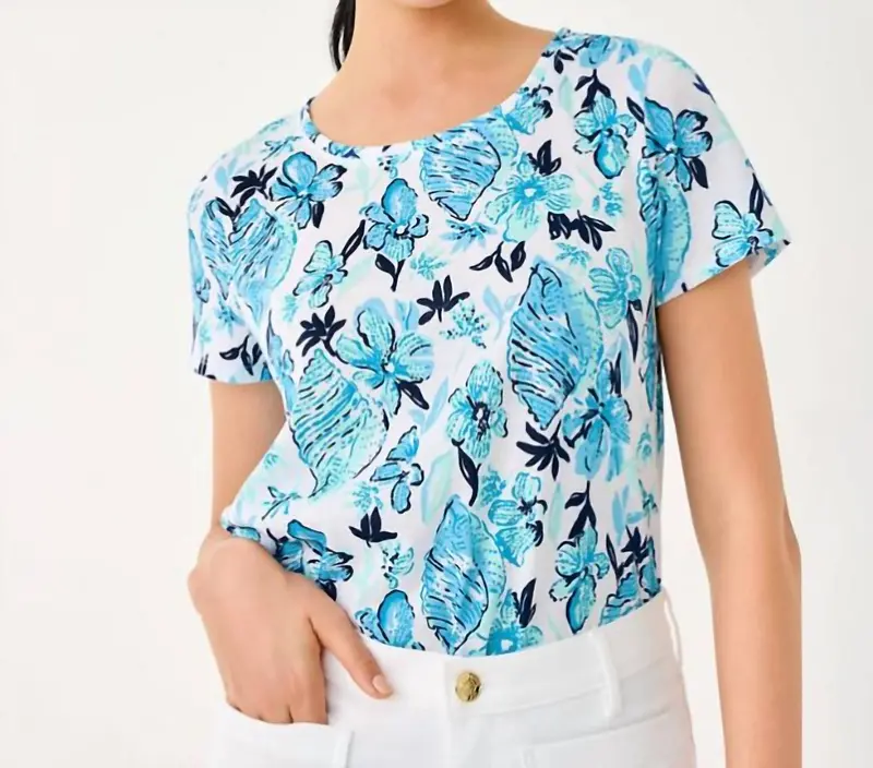 Etta Scoop Neck Top In Resort White/Sea Shell Splendor 1