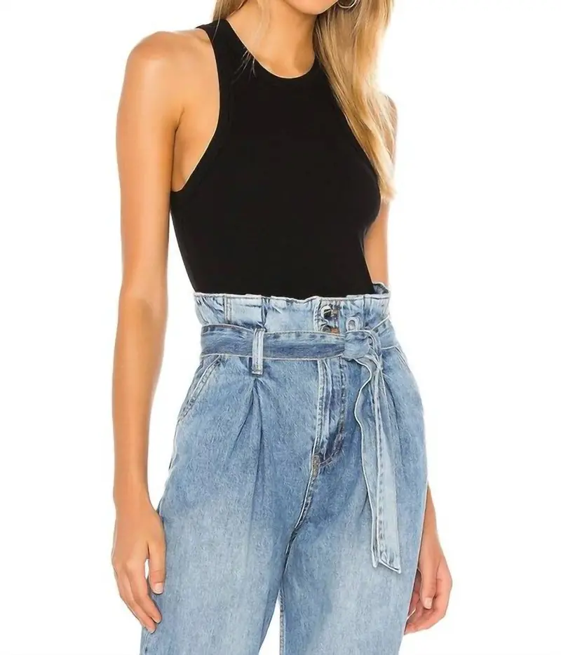 Eva Crewneck Tank Top In Black 1