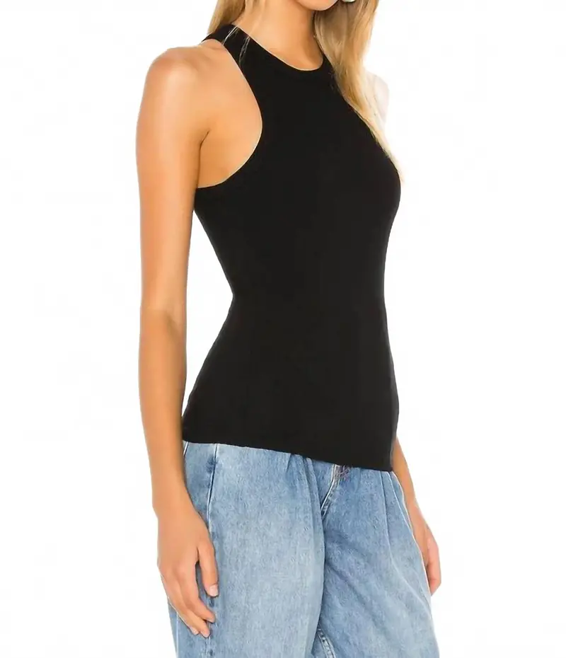Eva Crewneck Tank Top In Black 2