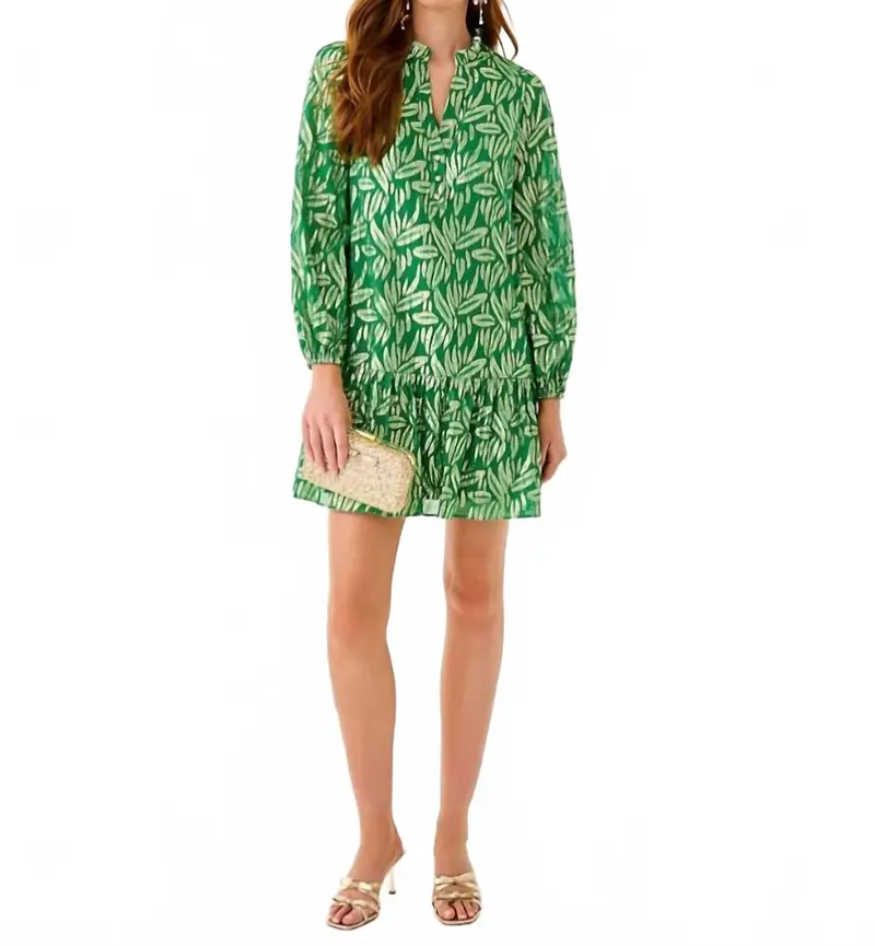 Evaline Silk Dress In Bamboo Green 1
