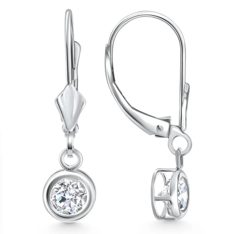 F/Vs 1.80Ct Diamond Lab Grown Dangle Lever Back Hoop Earrings 14K White Gold 1