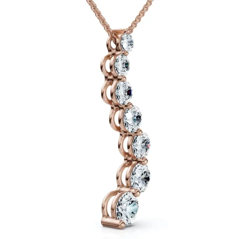 F/Vs 3Ct Diamond Journey Pendant Gold Women's Necklace Lab Grown 1