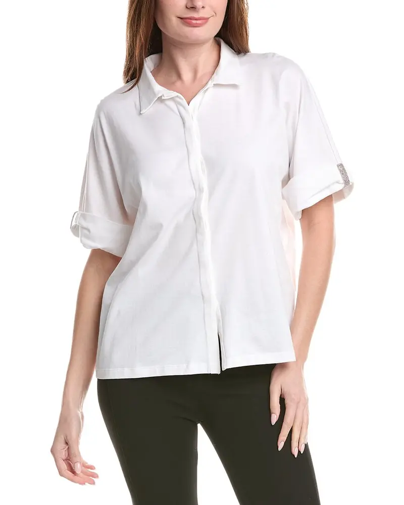Fabiana Filippi Rolled Up Sleeve Silk-Blend Shirt 1