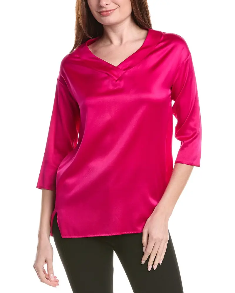 Fabiana Filippi Silk-Blend V-Neck 3/4 Sleeve Top 1