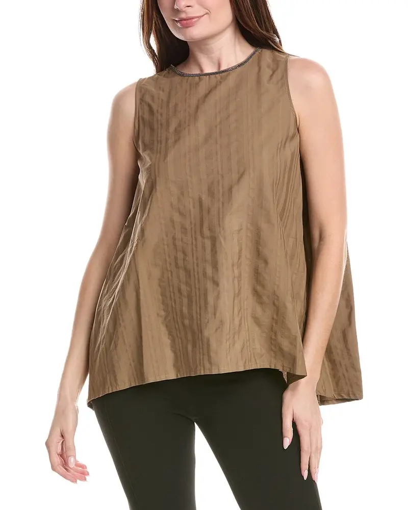 Fabiana Filippi Textured Poplin Silk-Blend Top 1
