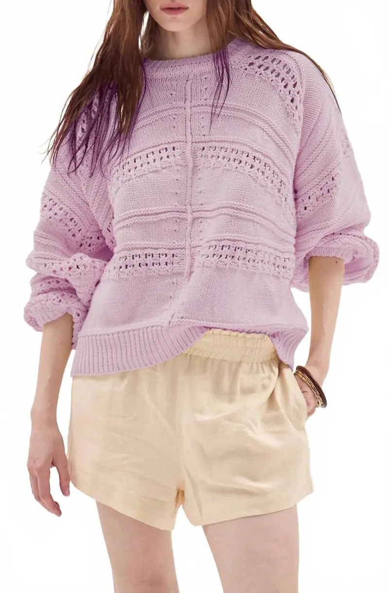 Faial Open Stitch Sweater In Pink 1
