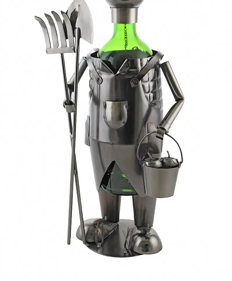 Farmer Joe Wine Bottle Holder In Silver 1