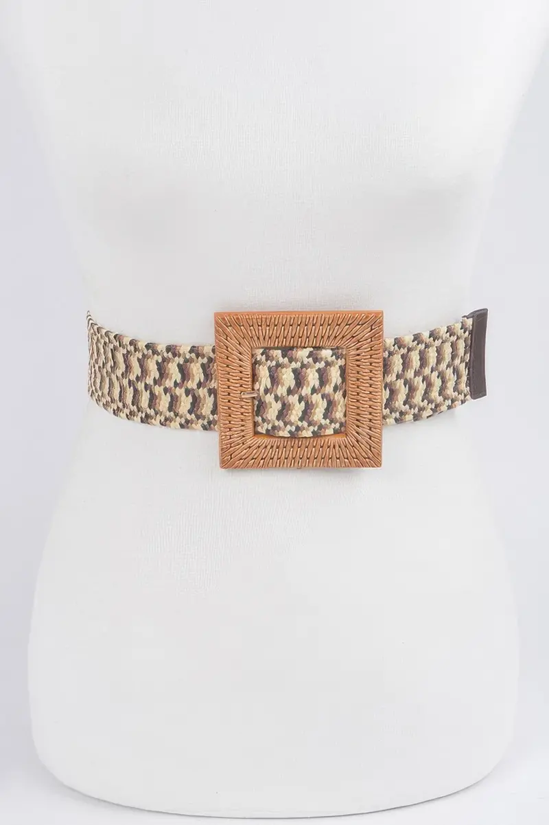Faux Bamboo Buckle Elastic Belt 1