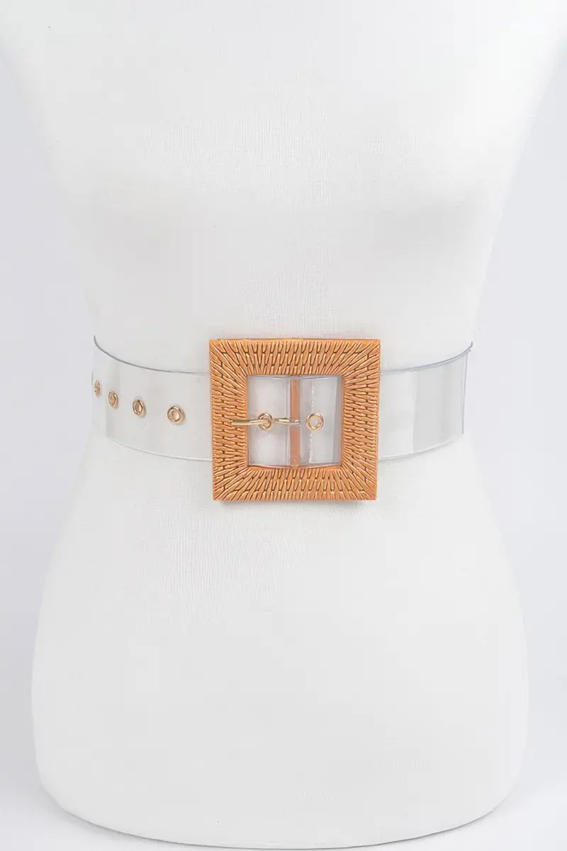 Faux Bamboo Buckle Plus Size Transparent Belt 1