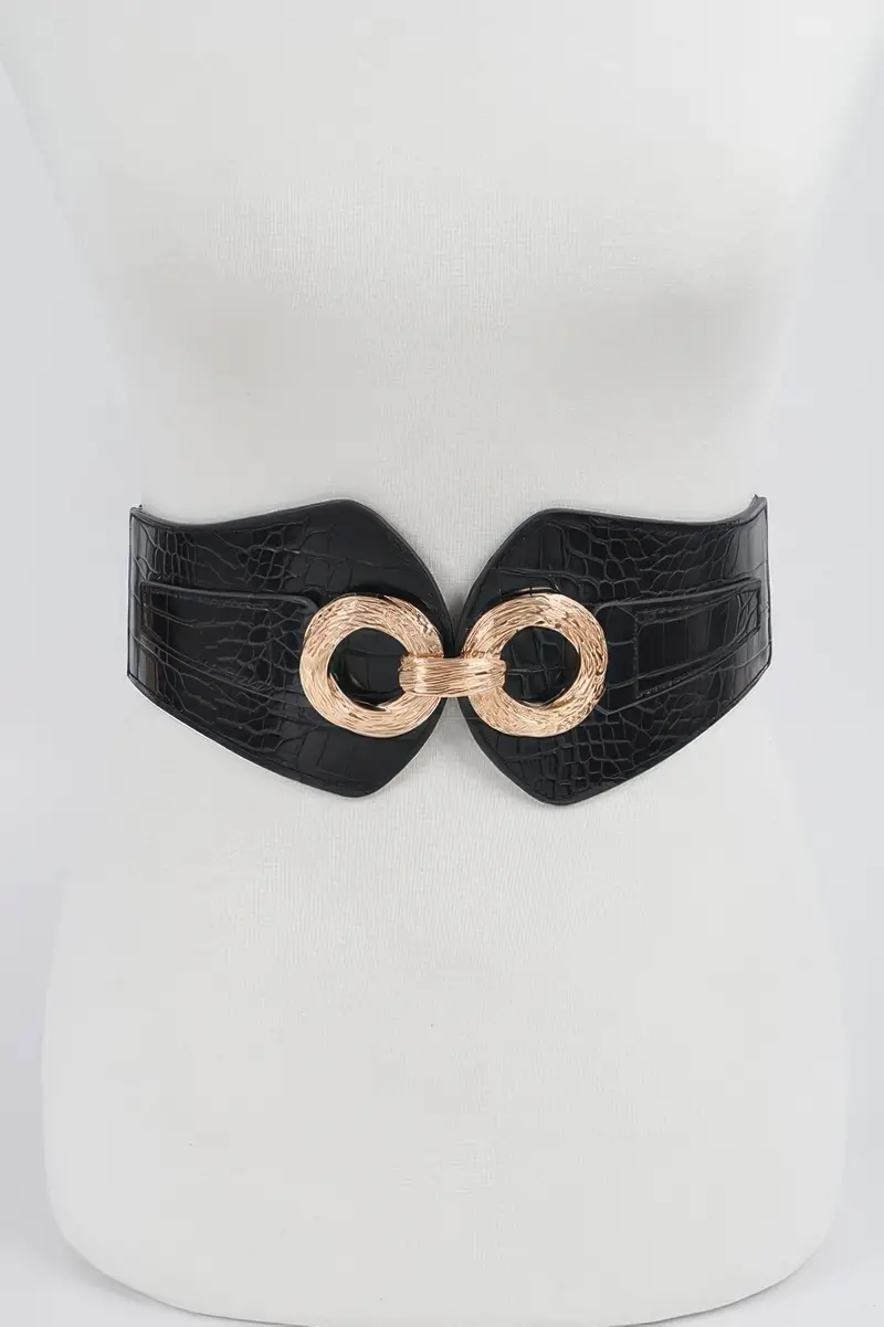 Faux Croc Wide Stretch Belt 1