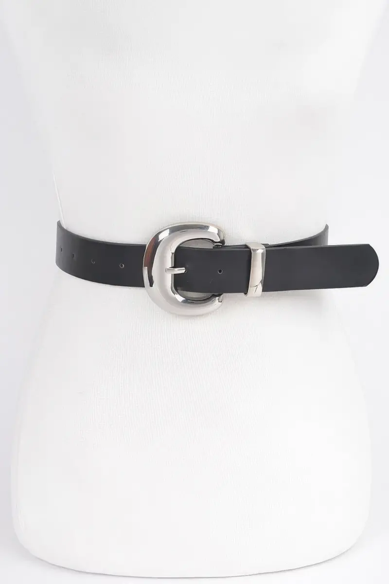 Faux Leather Metal Buckle Belt 1