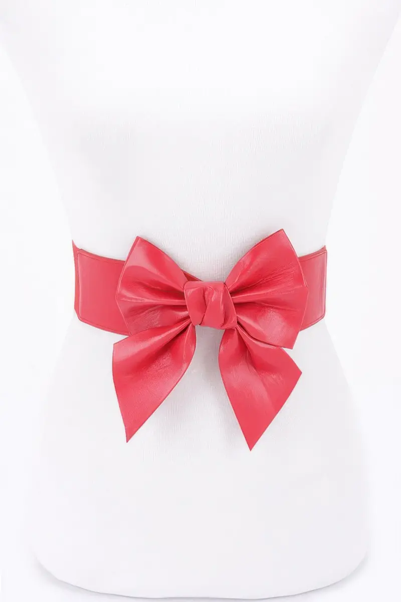 Faux Leather Ribbon Elastic Belt 1