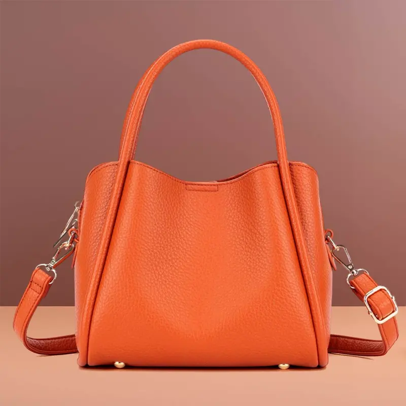 Faux Leather Structured Top Handle Crossbody Handbag 1