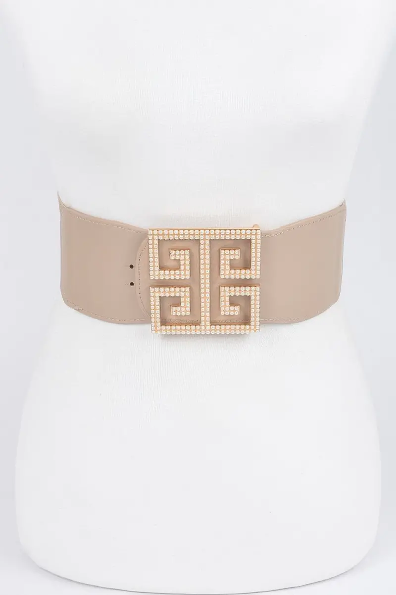 Faux Pearl Buckle Stretch Belt 1