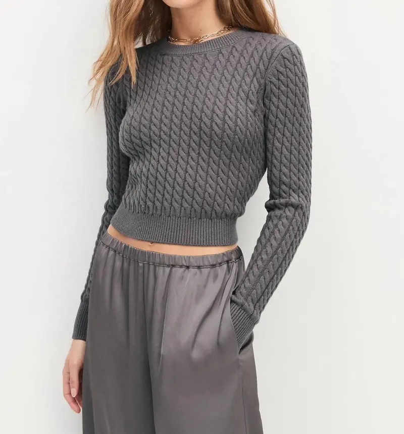 Feel Good Sweater Top In Grey Shadow 1