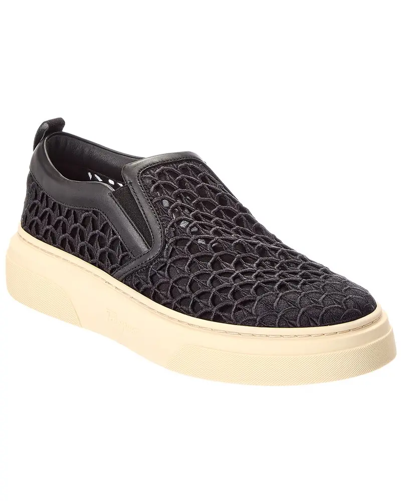 Ferragamo Cassina Leather-Trim Sneaker 1