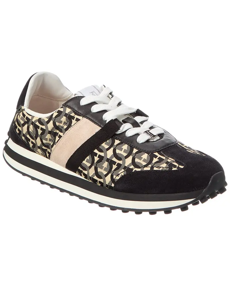 Ferragamo Gancini Canvas & Suede Sneaker 1