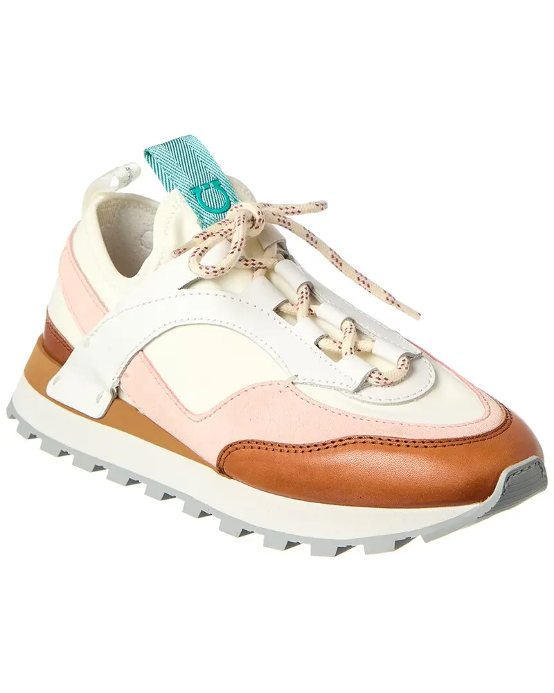 Ferragamo Indy Leather & Suede Sneaker 1