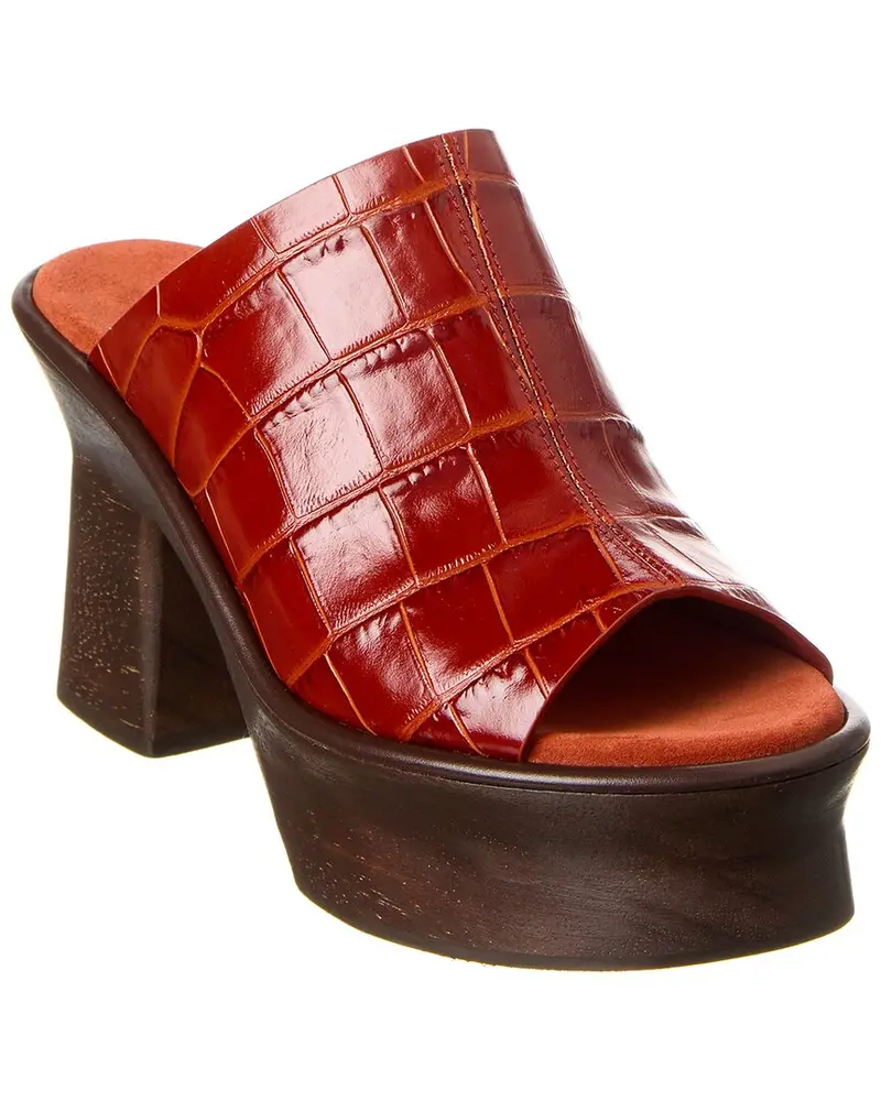 Ferragamo Samanta Croc-Embossed Leather Platform Sandal 1