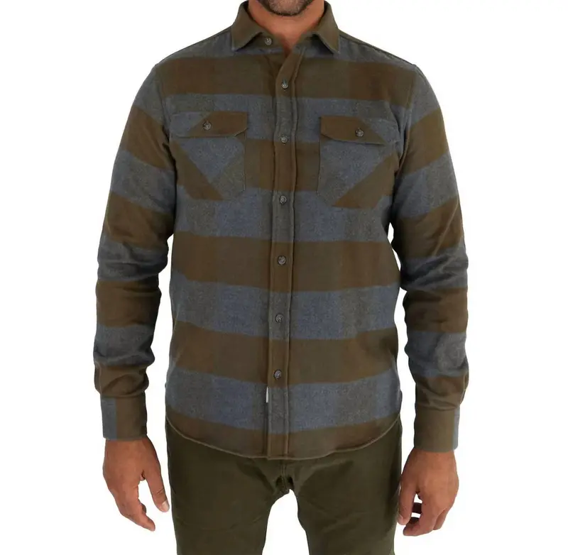 Field Grand Flannel Shirt In Caper Green 1