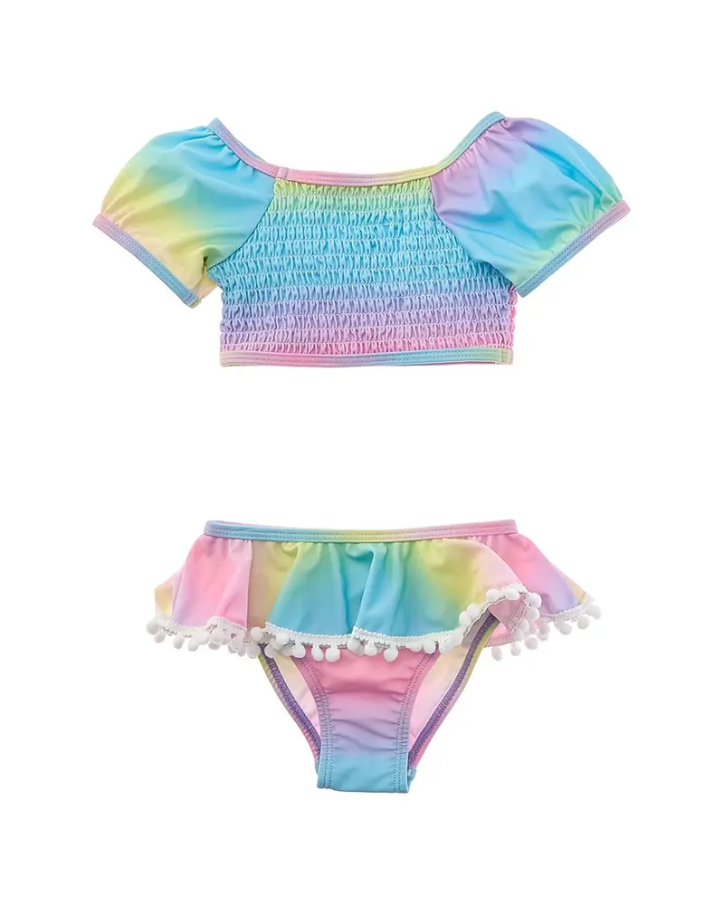 Flap Happy 2Pc Rainbow Ombre Top & Bikini Bottom Set 1