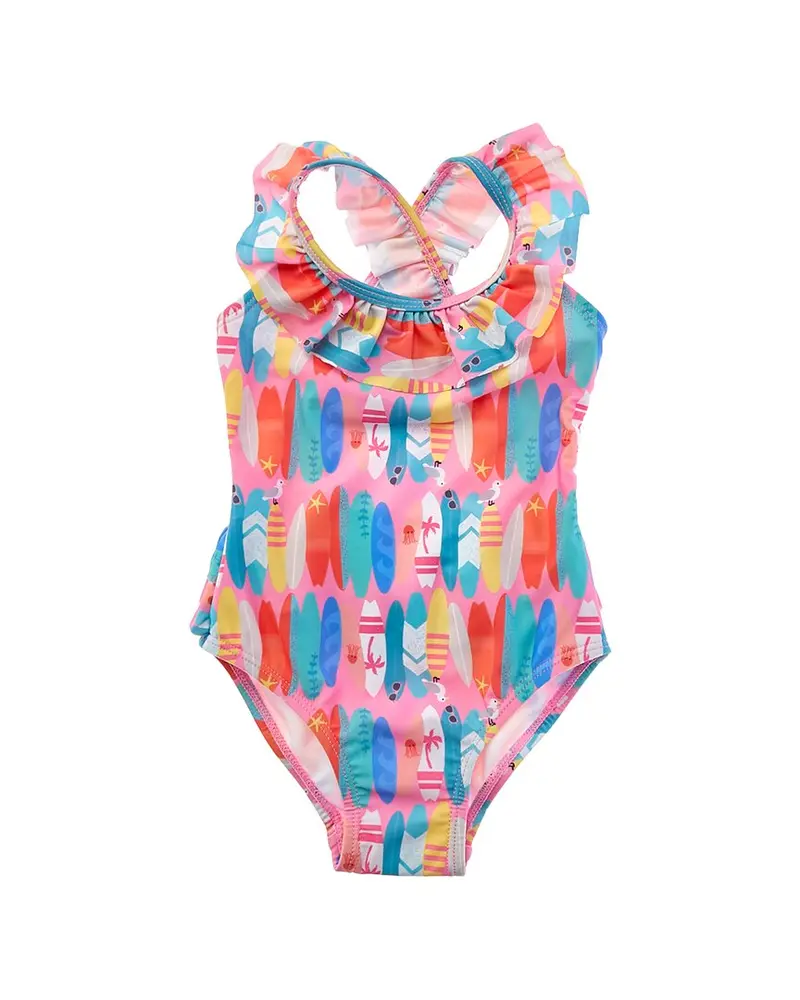 Flap Happy One Piece Pink Beach Boards Swimsuit 1