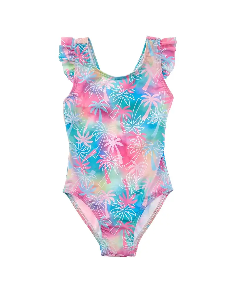 Flap Happy One Piece Pink Tropical Palms Swimsuit 1
