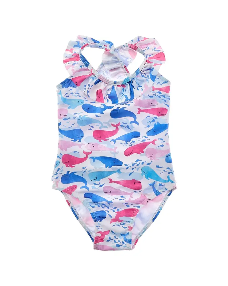 Flap Happy One Piece Rosy Whales Ruffle Swimsuit 1
