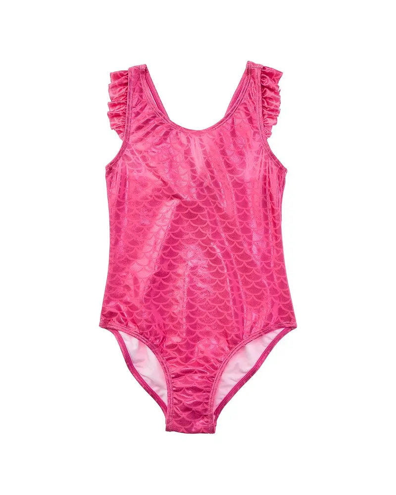 Flap Happy One Piece Shiny Pink Scales Swimsuit 1