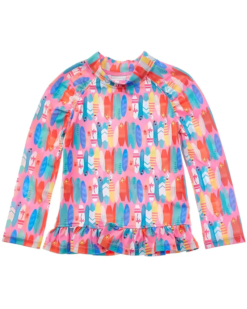 Flap Happy Pink Beach Boards Rash Guard Top 1